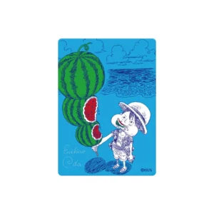 Carta promocional metalica Watermelon Luffy NatsuComi 2026, arte de Eiichiro Oda